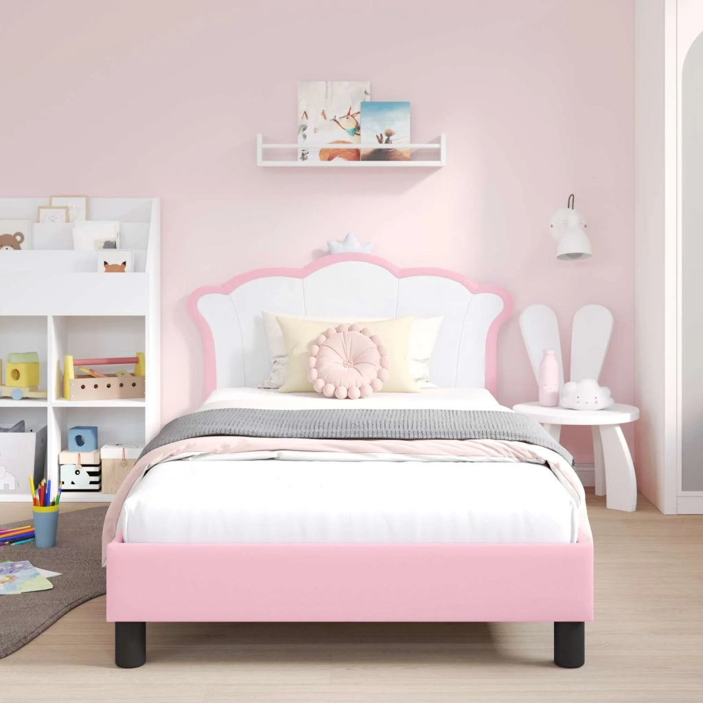 Struttura letto bambini con testata-Giroletto per bambini Rosa 90 x 190 cm PU 744255