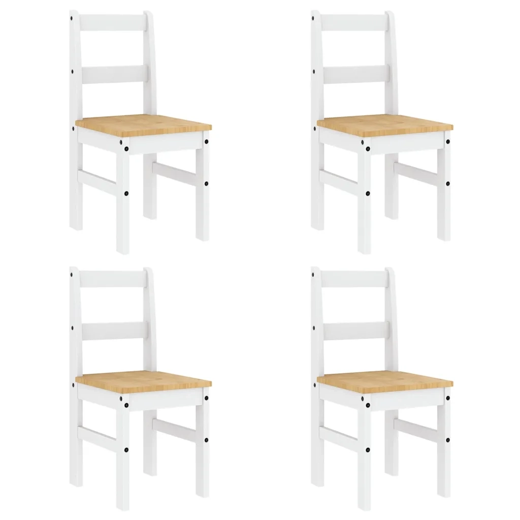 Set da Pranzo 5 pz PANAMA Bianco in Legno Massello di Pino 3345181