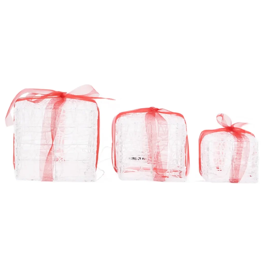 Scatole Regalo Decorative Natale in Acrilico 3 pz Colorate 328793