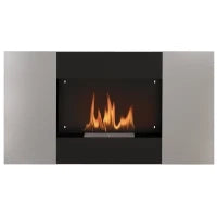 Camino a Bioetanolo 0.9L da Parete in Acciaio Inox, 100x15x54 cm, Nero e Argento