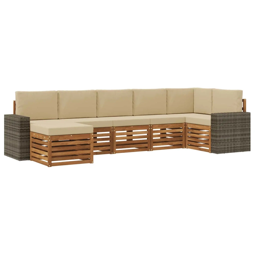 Set di divani da esterno 7 pz Naturale e Beige 3384639