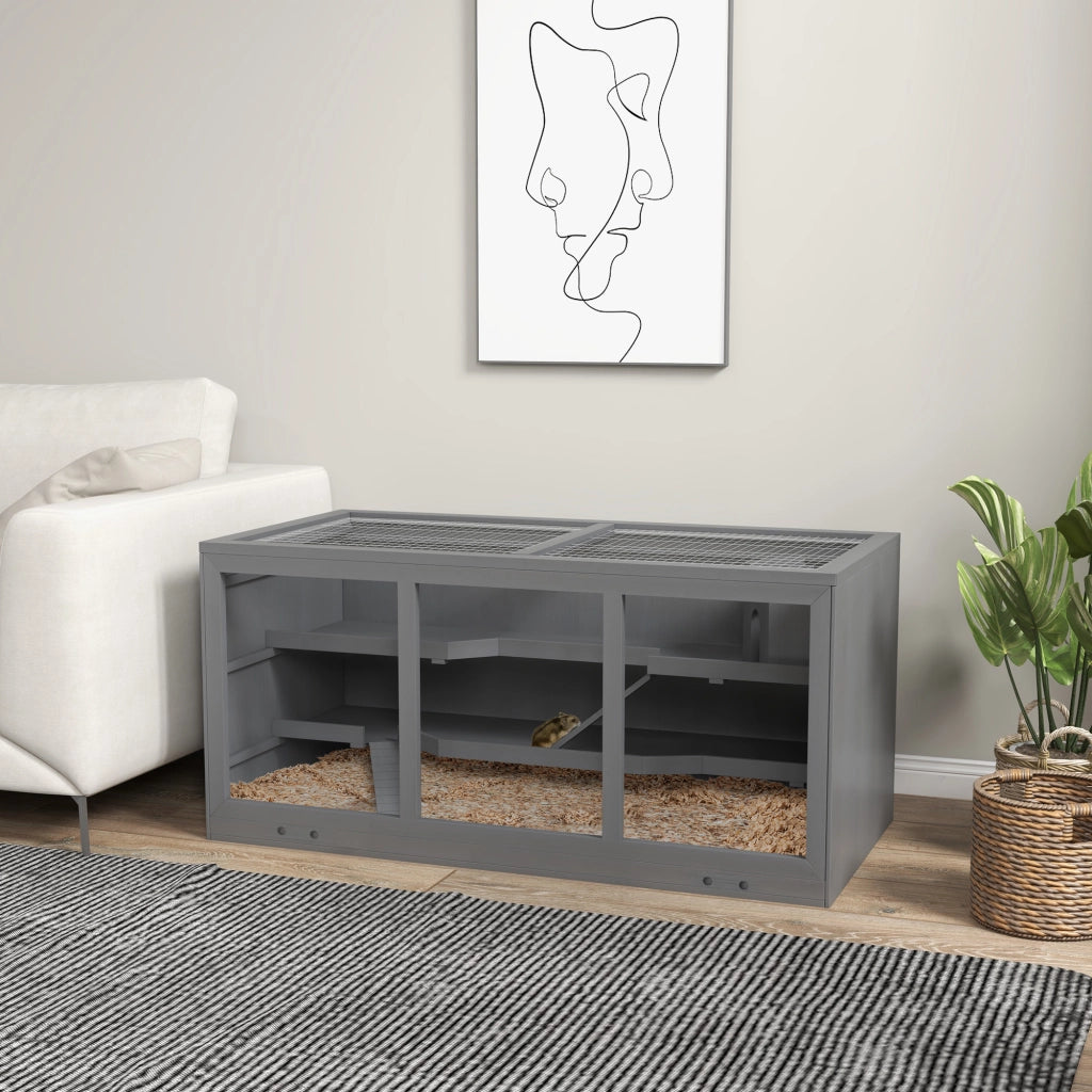 Casetta per Animali Domestici ¨C zephmum ¨C Legno Naturale Grigio 88x132x19