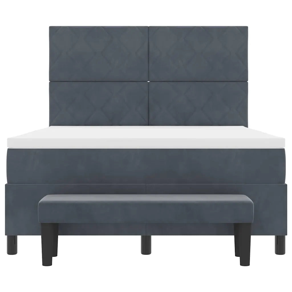 Letto a molle con testiera Grigio scuro 200 x 140 cm Velluto 3344583