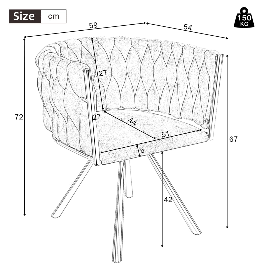 Sedia da pranzo girevole 360° in velluto beige con schienale ergonomico e struttura in metallo