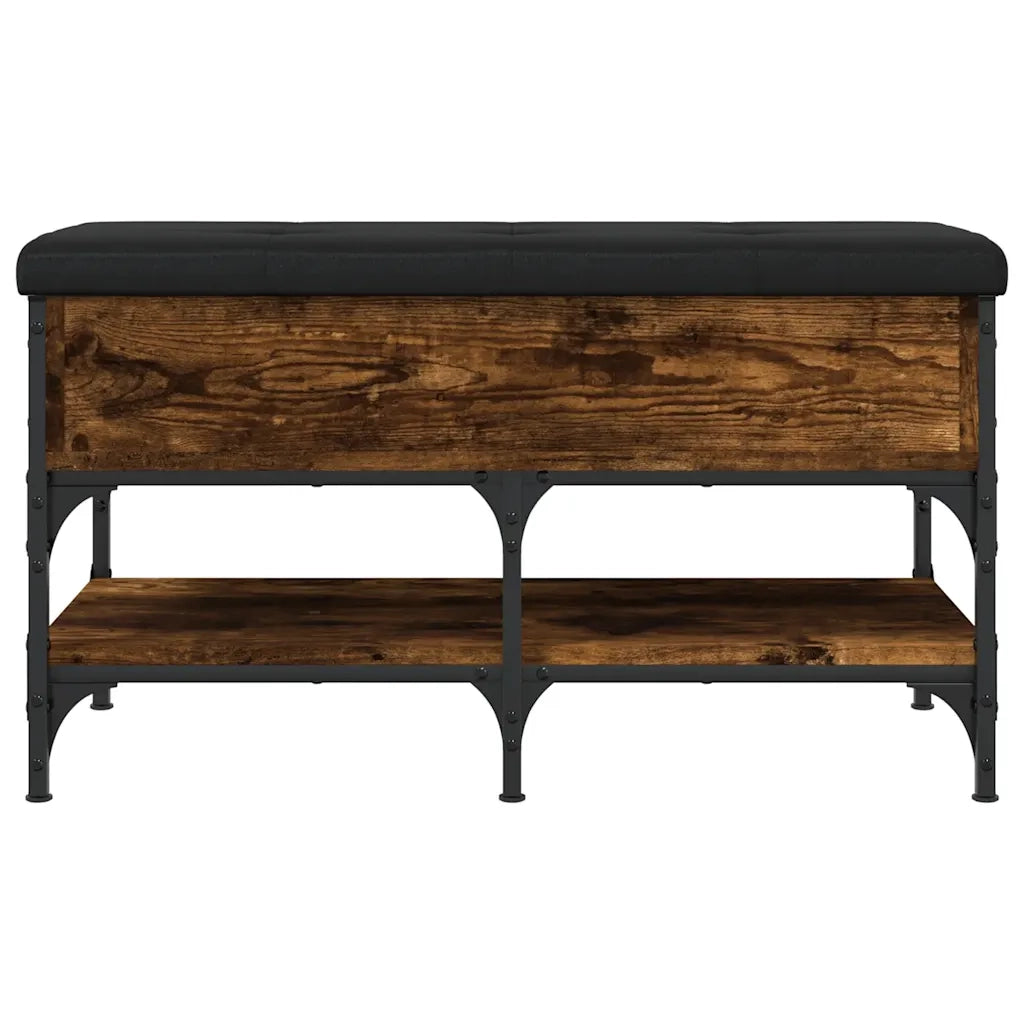 Panca Porta Scarpe-Sgabello-Panca Scarpiera Rovere Fumo 82x42x45 cm in Legno Multistrato