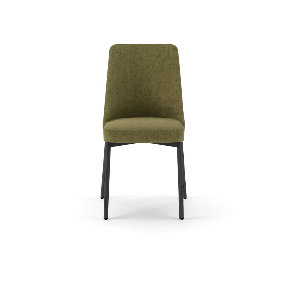 Set di 4 sedie da pranzo imbottite in tessuto verde Charm con struttura in metallo facili da pulire | Duzzle