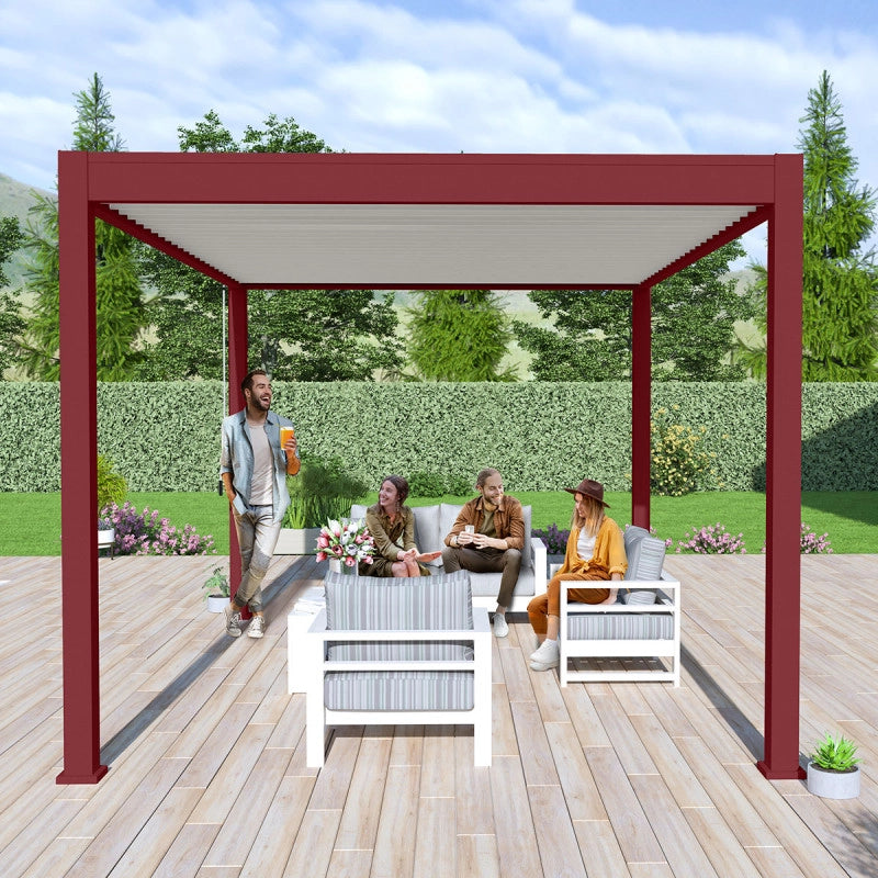Pergola bioclimatica Ombréa® VS autoportante 3x4M - Rossa - Lame bianche