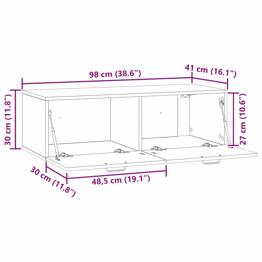 Mobile Porta TV da Muro Bianco Lucido 98 x 41 x 30 cm 899379