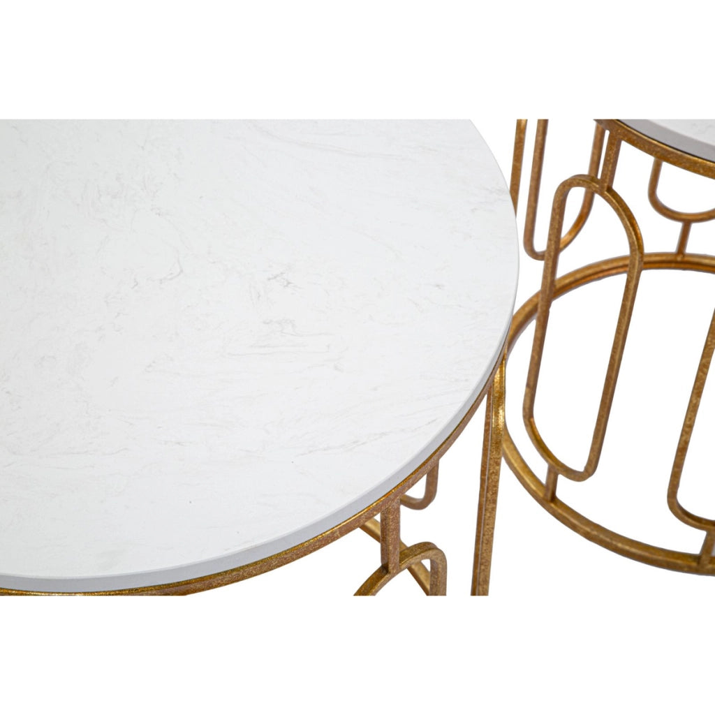 Set di Tavolini VKH535, Oro, Metallo, 46x46x55 cm