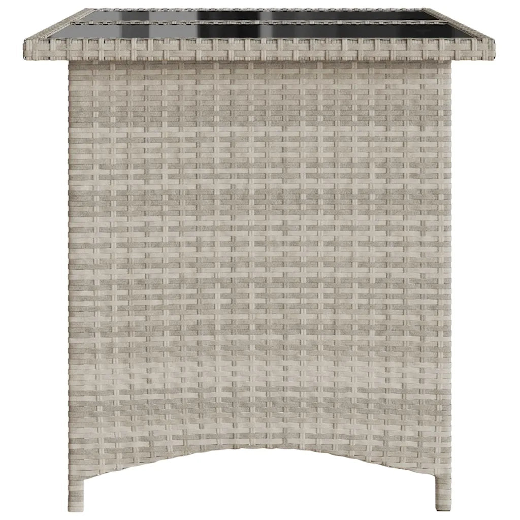 Tavolo Giardino Piano Vetro Grigio Chiaro 110x68x70 Polyrattan