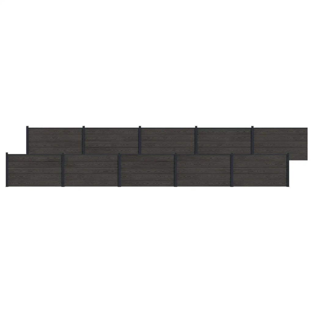 Pannello di Recinzione 10 pcs WPC e Alluminio Nero