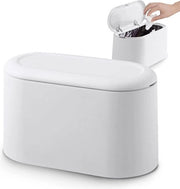 Cassetto di Rifiuti in Plastica Mini con Coperchio a Soffiata per Bagno Ufficio Scrivania - Cassetto per Alimenti per Animali Bianco