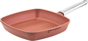 Grillpan grande 28 cm - Piastra in acciaio inossidabile rivestita per griglia per induzione e tutti i tipi di fonti di calore