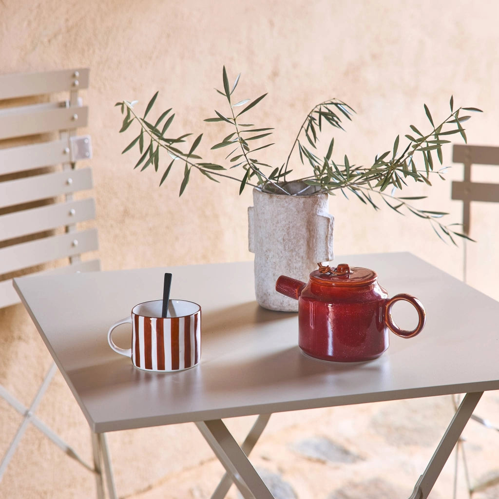 Set tavolo da giardino pieghevole in acciaio con 2 sedie, 70cm, beige