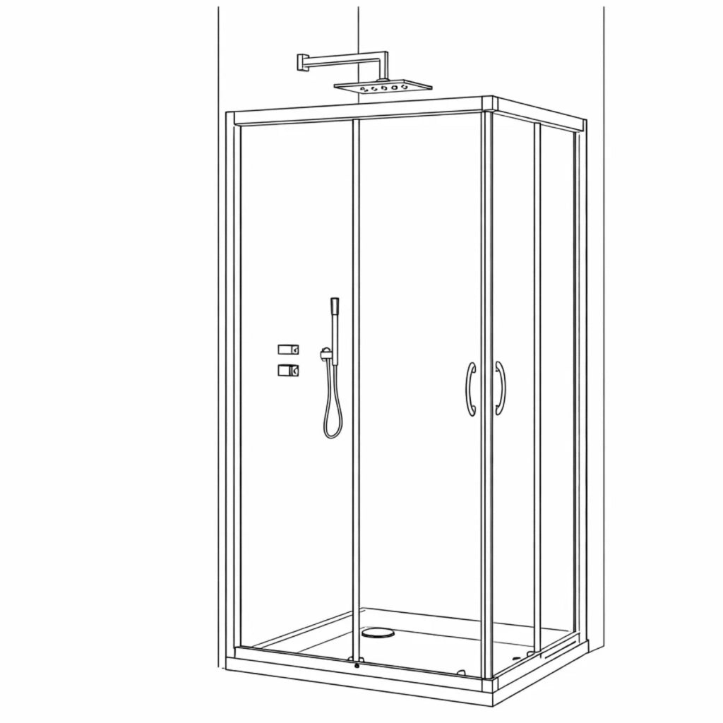 Cabina doccia angolare con ante scorrevoli in cristallo temprato 6 mm cromato *** misure 77-80x77-80xh190 cm, confezi...