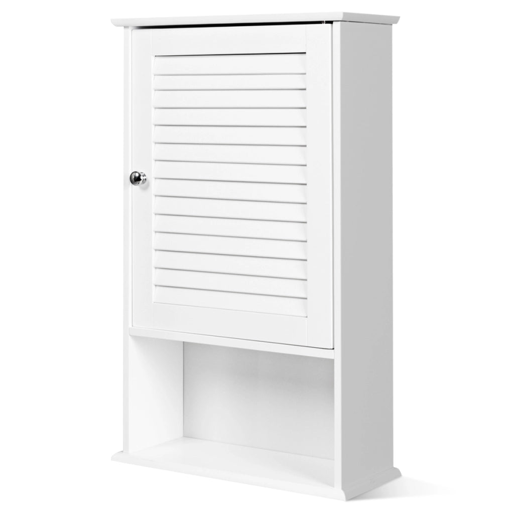 Armadietto da parete in legno da bagno con ripiani, Mobile da bagno sospeso 42x16,5x70cm Bianco