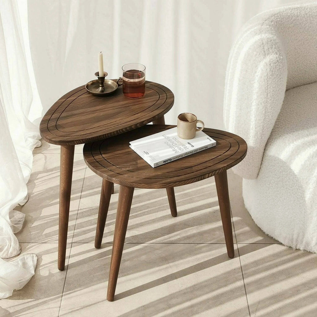 Tavolino da salotto Janequeo, Tavolo basso da caffè, Portariviste per divano, Ripiano da soggiorno, 50x33h52 cm, Noce