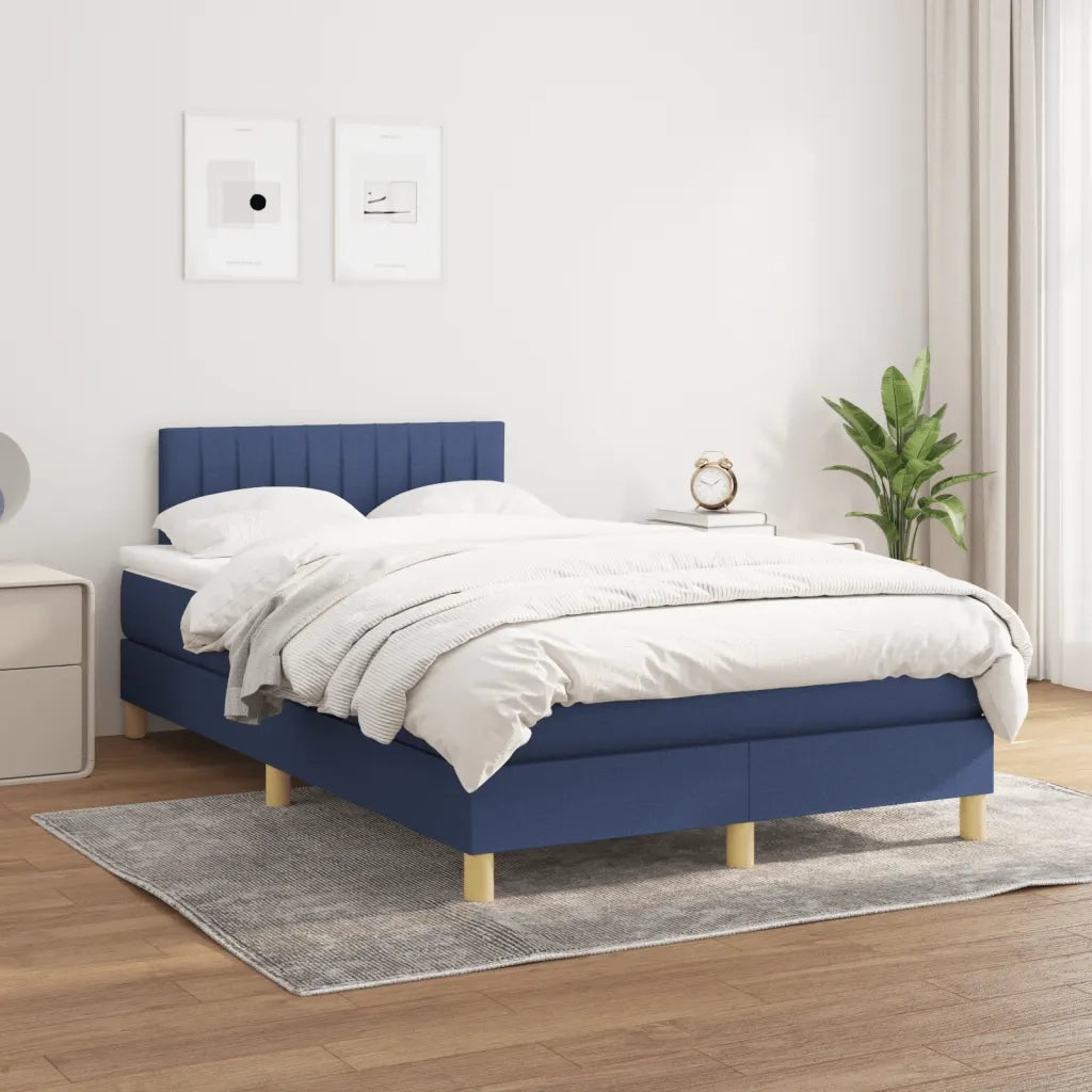 vidaXL Giroletto a Molle con Materasso Blu 120x190 cm in Tessuto