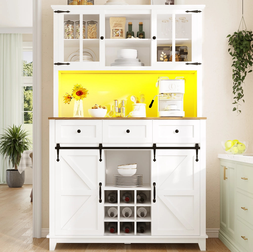 Vetrina alta da cucina con LED, 105x38,4x180 cm
