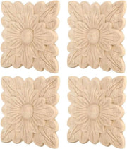 4 pezzi di decorazioni in legno con motivi floreali per la decorazione di mobili e accessori per porte di giardino.