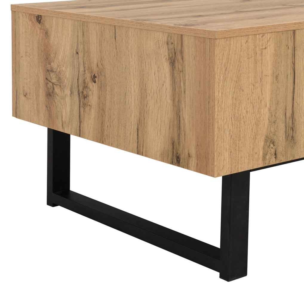 Tavolino da salotto 100x40x55 cm scorrevole con scomparti; pannello truciolare naturale e antracite