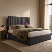 Letto matrimoniale 160x200 cm con LED, USB-C e contenitore