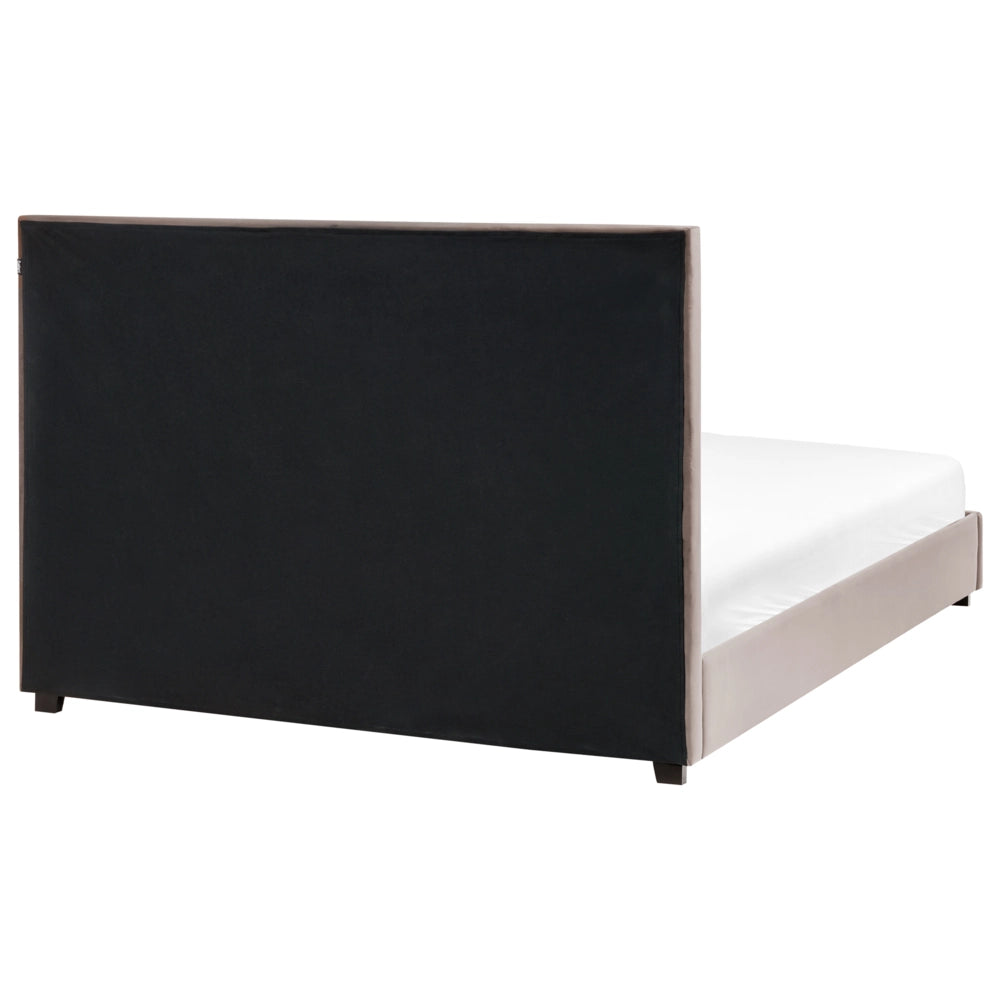 Letto matrimoniale ad acqua in velluto grigio scuro 160 x 200 cm testata imbottita stile moderno