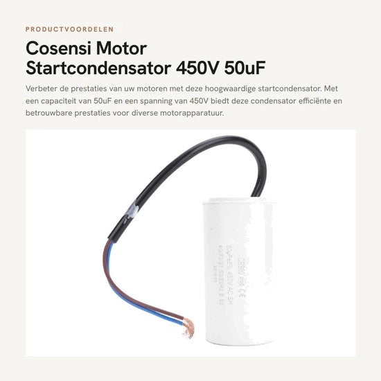 Condensatore di Avvio per Motori - 450V 50uF - Autoassemblaggio - Prestazioni Stabili - Adatto per Apparecchi di Casa - Installazione Facile