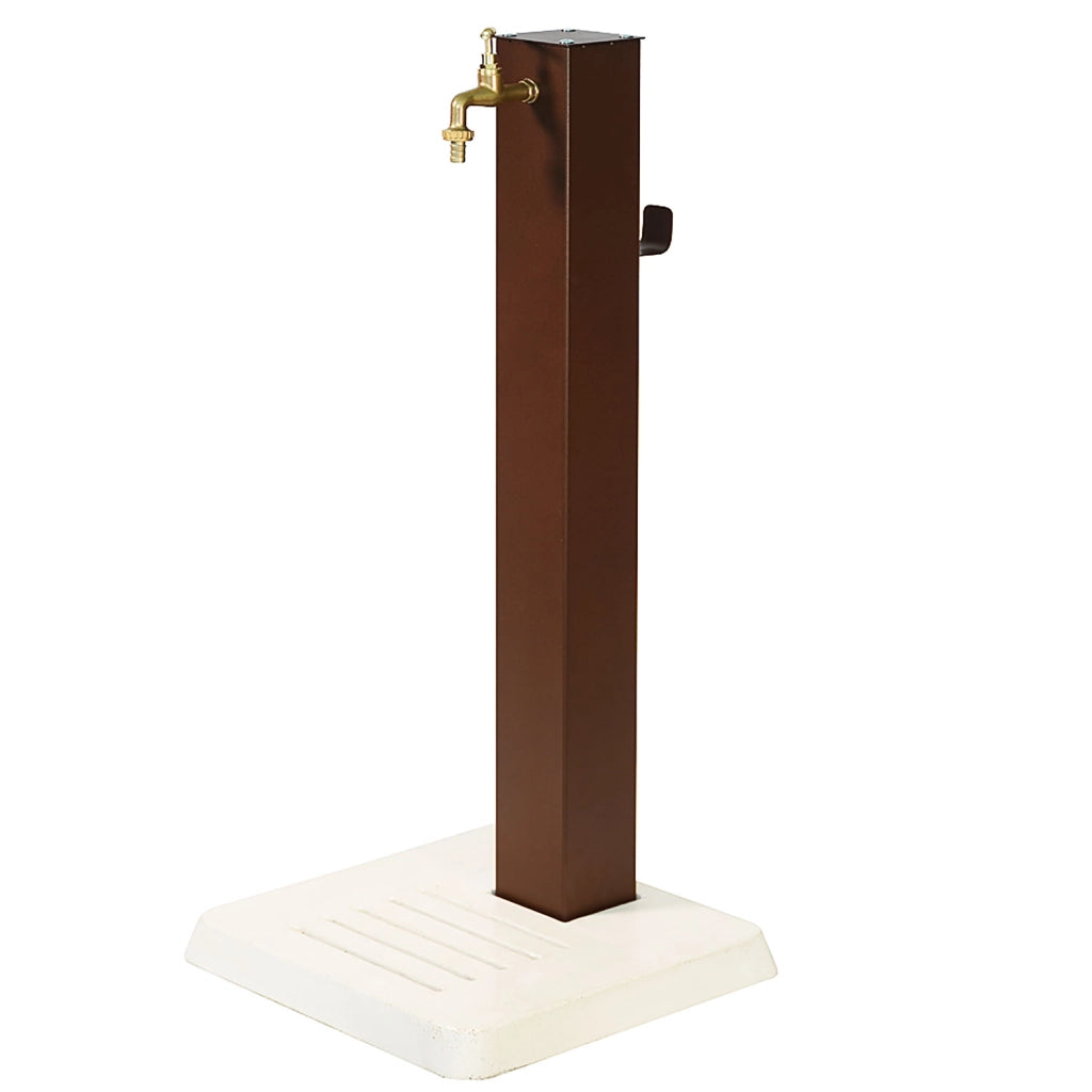 Fontana Decorativa da Esterno con Base in Cemento e Rubinetto in Ottone 45x45x97cm Effetto Corten