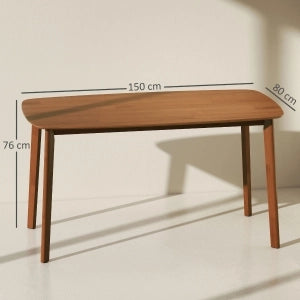 Tavolo da pranzo rustico in legno 150 x 80 cm, colore marrone, per 6 persone