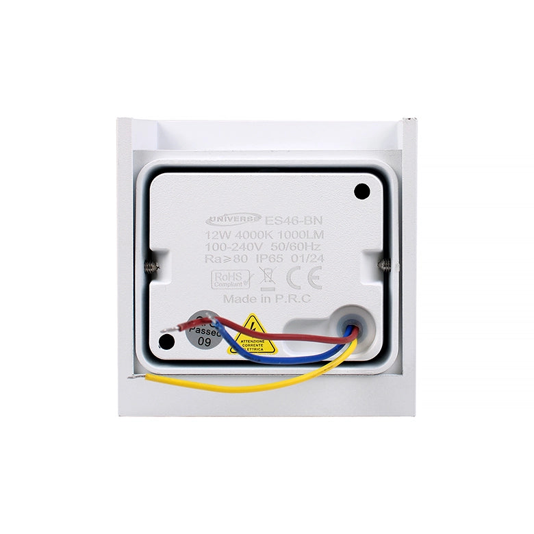 APPLIQUE LED 12W DA PARETE PER ESTERNO IP65 CUBO BIANCO - EFFETTO LUMINOSO BIDIREZIONALE REGOLABILE