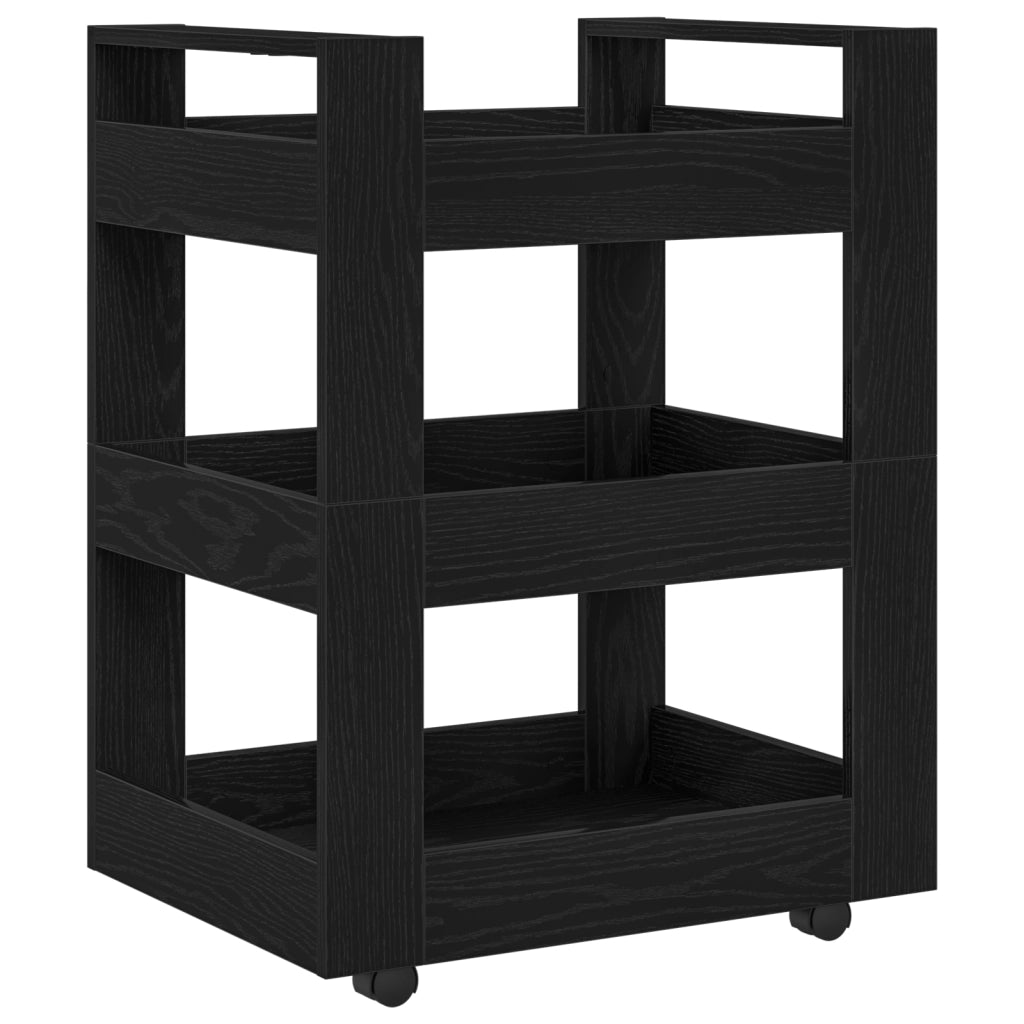 Carrello da Cucina Rovere Nero 60x45x80 cm Legno Ingegnerizzato