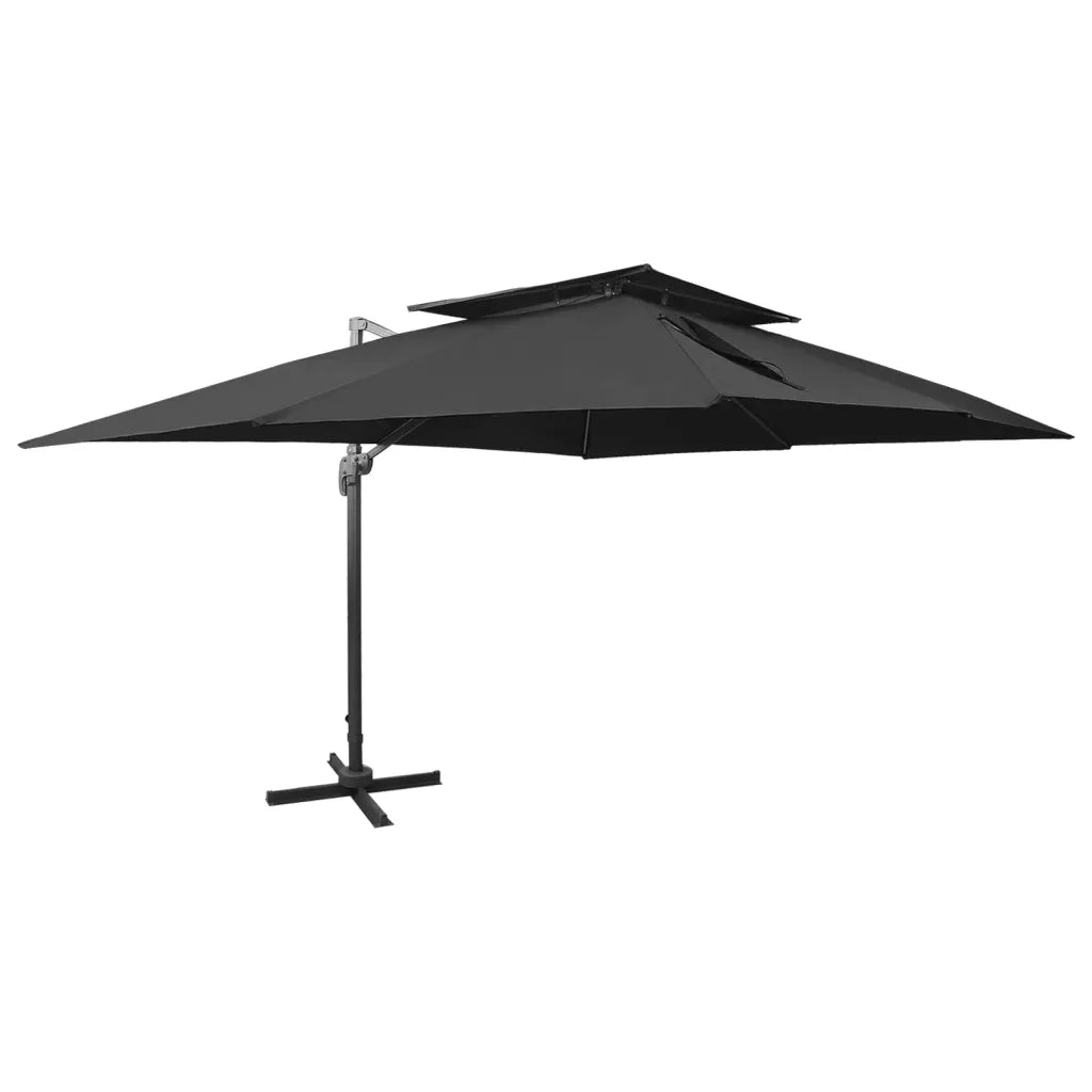 Ombrellone a Sbalzo con Doppia Copertura 400x300 cm Nero cod mxl 21381