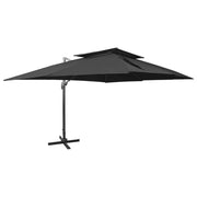 Ombrellone a Sbalzo con Doppia Copertura 400x300 cm Nero cod mxl 21381