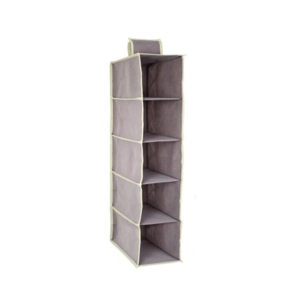 OWIJI Organizer Portaoggetti Appendere Armadio 5 Ripiani 70 x 15 x 30 cm Salvaspazio Divisori Interno Pieghevole Contenitore Vestiti Scarpe