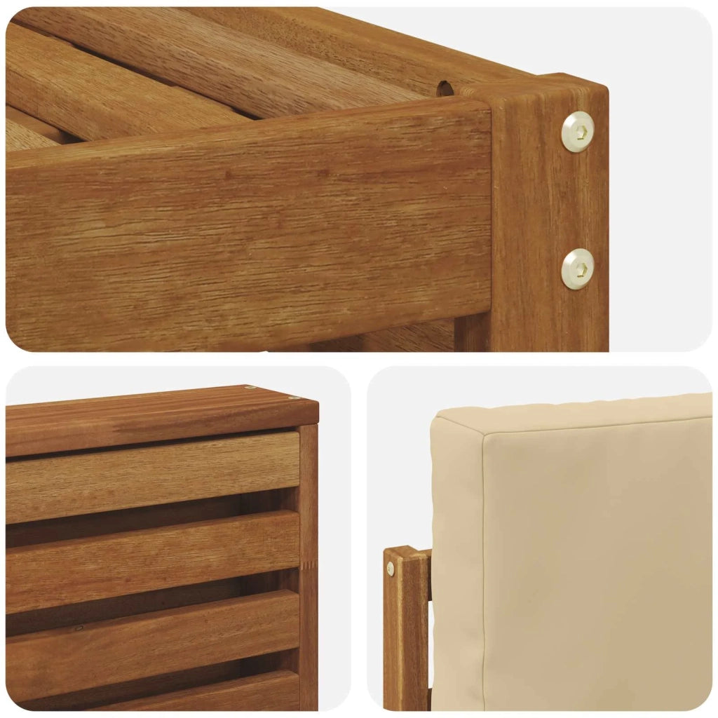 Set divani 8 pcs Naturale e Beige Legno di Acacia Massello 3374498