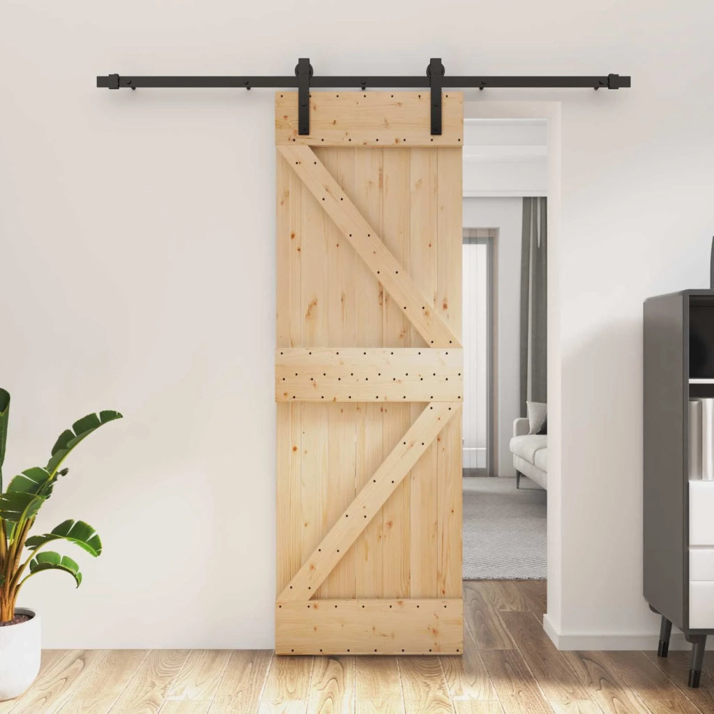 Porta scorrevole Naturale e Nero 70 x 210 cm 3444908