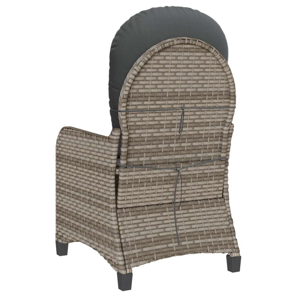 Poltrona Relax con Cuscino Grigio in Rattan Plastificato