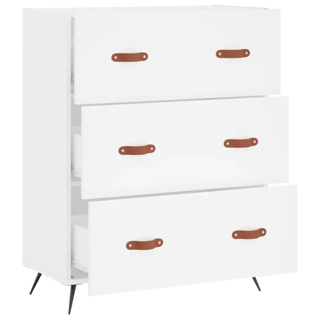 Cassettiera Bianca 69,5x34x90 cm in Legno Multistrato 827820