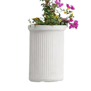Vaso semicircolare decorativo classico tradizionale 41x24 H50 in polimero resistente bianco per piante per giardini e terrazze - Made in Italy