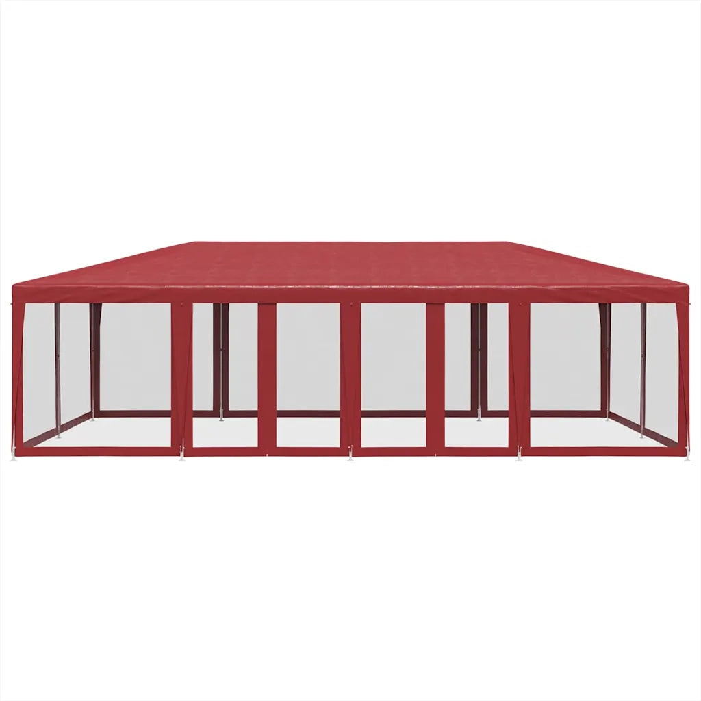 Tenda per Feste con 12 Pareti Laterali in Rete Rossa 8x4 m HDPE