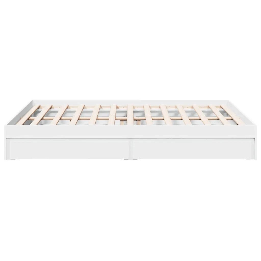 Giroletto con Cassetti-Struttura Letto con contenitore Bianco 150x200 cm in Legno Multistrato 503355
