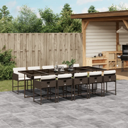 Set da Pranzo da Giardino 11 pz con Cuscini Polyrattan Marrone