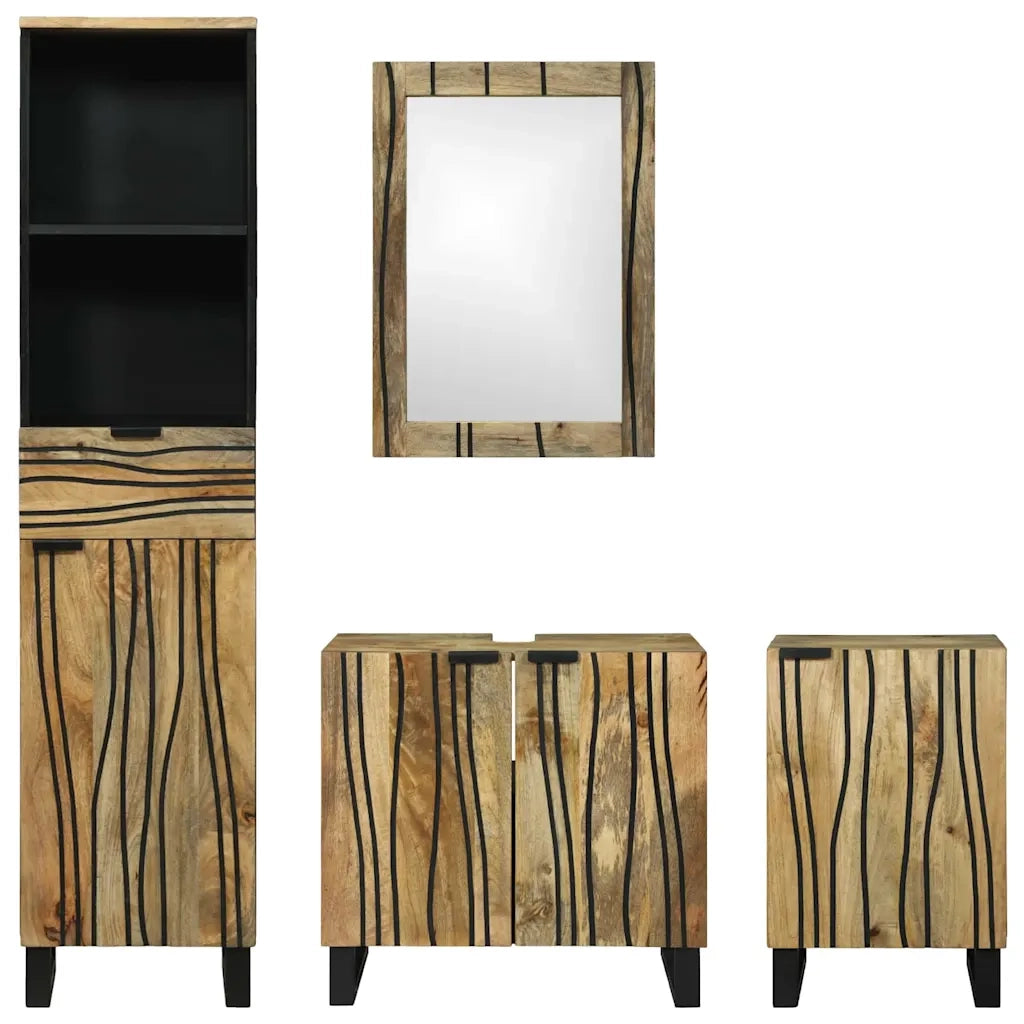 Set di mobili per il bagno 4 pcs Marrone Legno multistrato