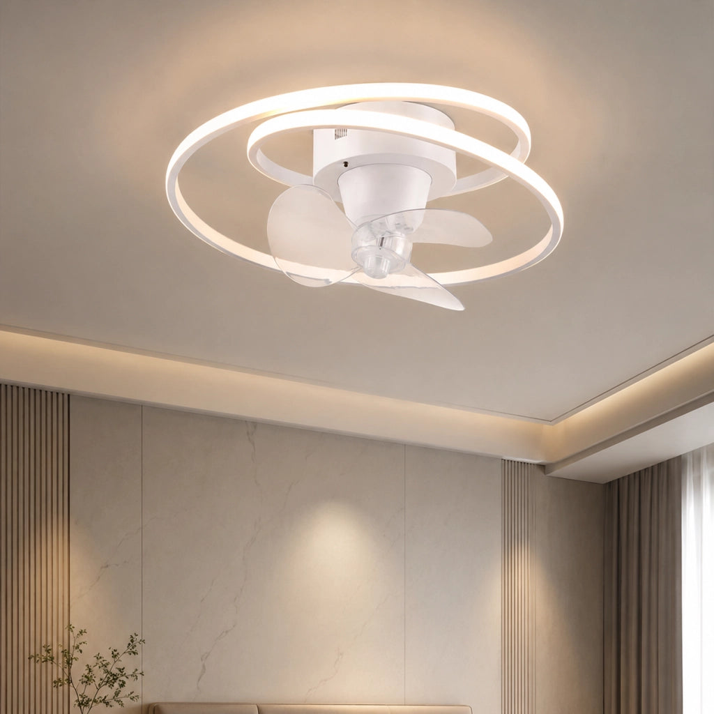 Plafoniera Con Ventilatore Led Umea Spirale Trio Lighting Dimmerabile Telecomando