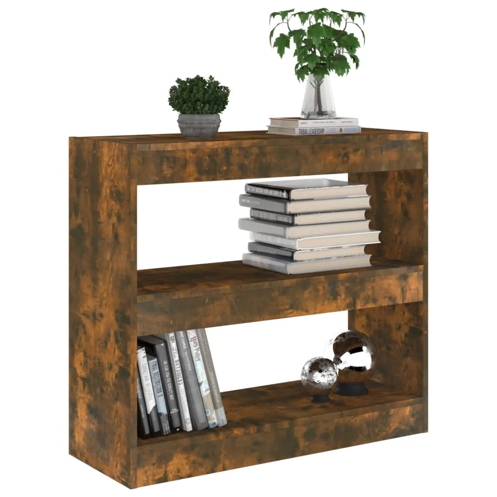 Libreria Divisorio-Scaffale per Libri-Mobile di Stoccaggio Rovere Fumo 80x30x72 cm