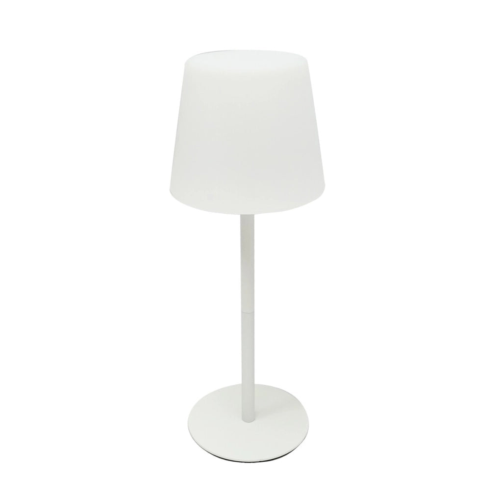 Lampada da tavolo LED ricaricabile per interni ed esterni, 2W, 3.7V 1200mAh, USB 5V 1A, luminosità regolabile, funzione memoria, IP65, bianca