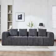 Divano angolare modulare 2 pezzi con assise profonda e schiuma ad alta densità in tessuto velluto grigio scuro