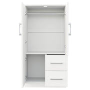 Armadio a due ante 70×40×135 cm con 2 cassetti e ampio vano portaoggetti; legno; bianco
