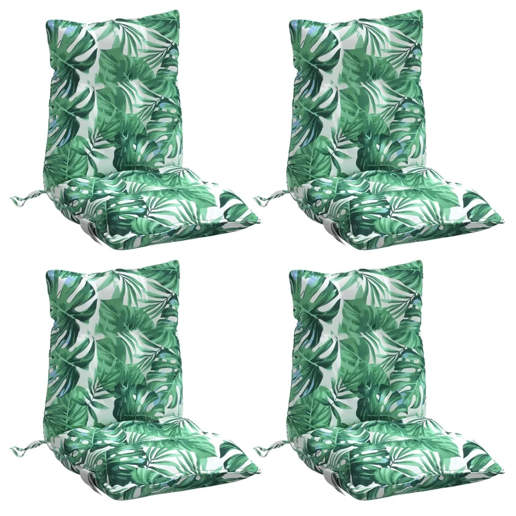 Cuscini Sedia Schienale Basso 4 pz Motivo Foglie Tessuto Oxfordcod mxl 114907